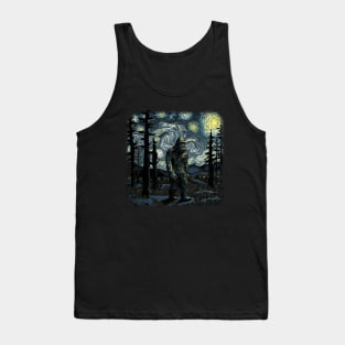 Bigfoot Starry Night Van Gogh Painting Sasquatch Art Tank Top